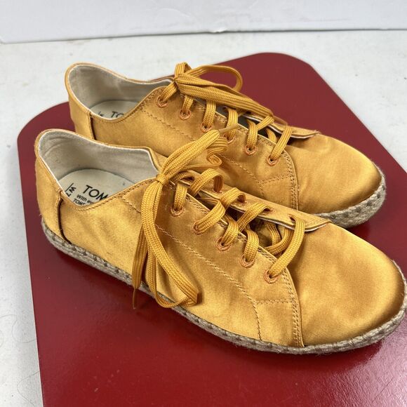 Womens Shoes TOMS Summer Cordones In Metallic Gold Size 7 Lace Up Classy - Picture 5 of 9